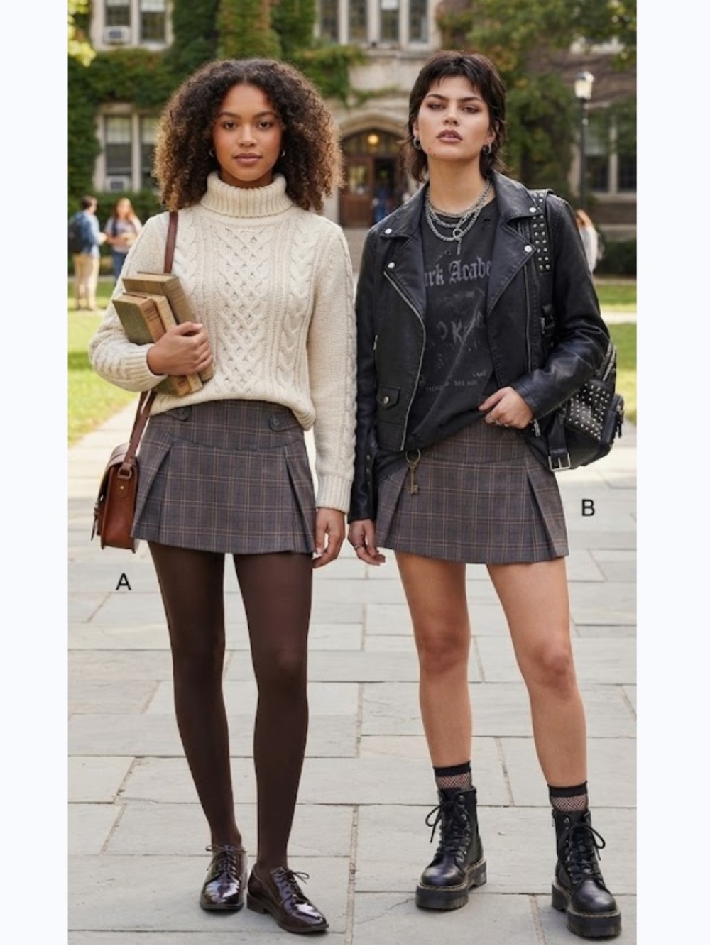 NWT Love Fire Gray Plaid Pleated Skort Mini  M Dark Academia Y2K